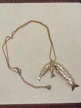 Tri- Gold Fish Pendant Necklace - Gold Tone Women's Jewelry